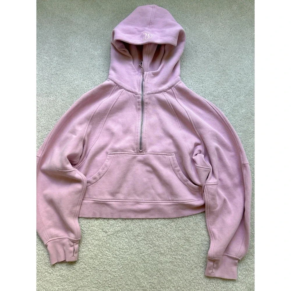 Lululemon Scuba Oversized Cropped Half-Zip Hoodie M/L Pink
